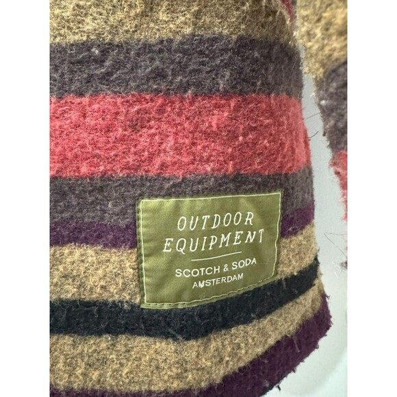 Scotch & Soda Mens S Red Striped Outdoor Equipment Wool Blanket Jacket Western - Picture 4 of 10